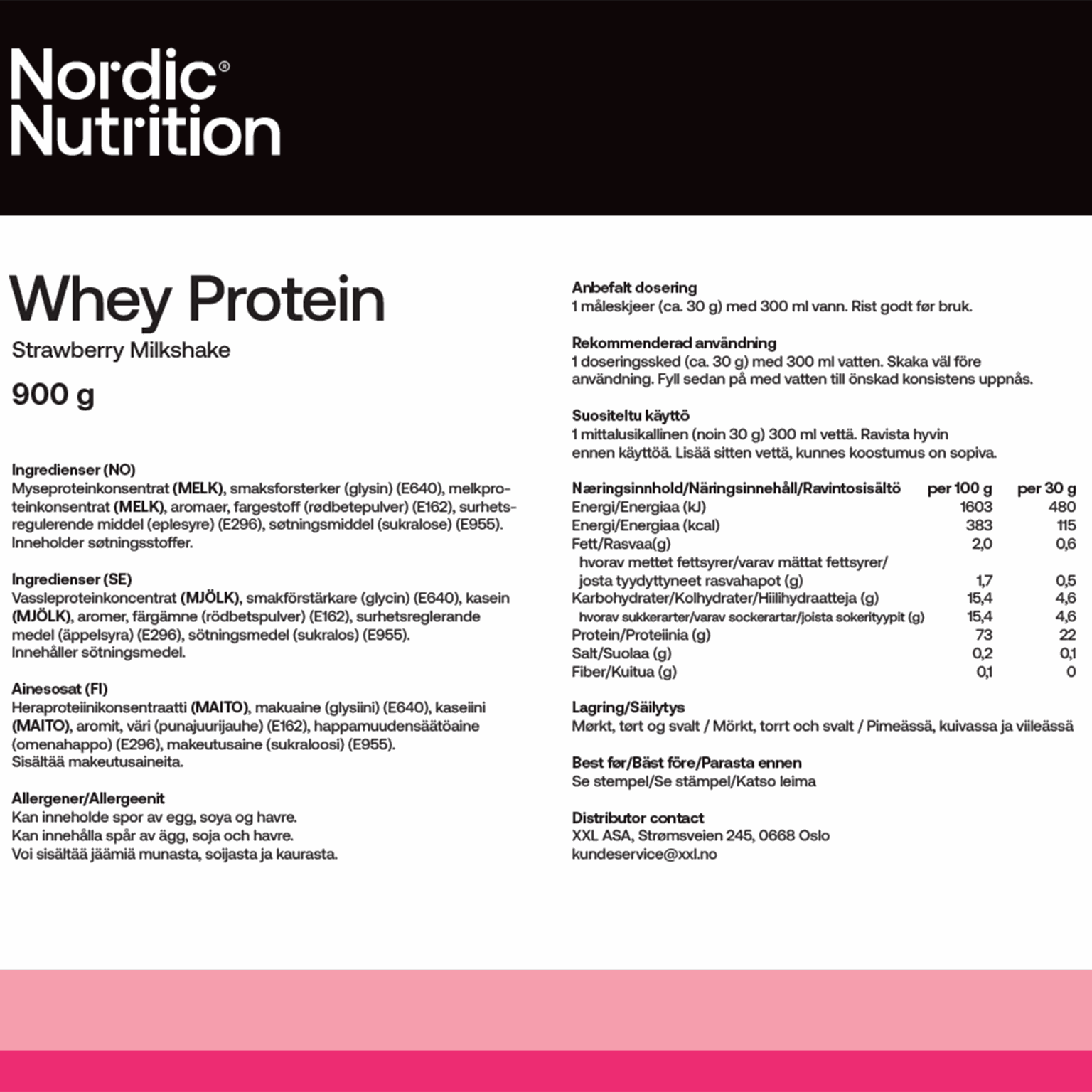 Whey Protein - Strawberry 900 g, proteiinijauhe - full image 4