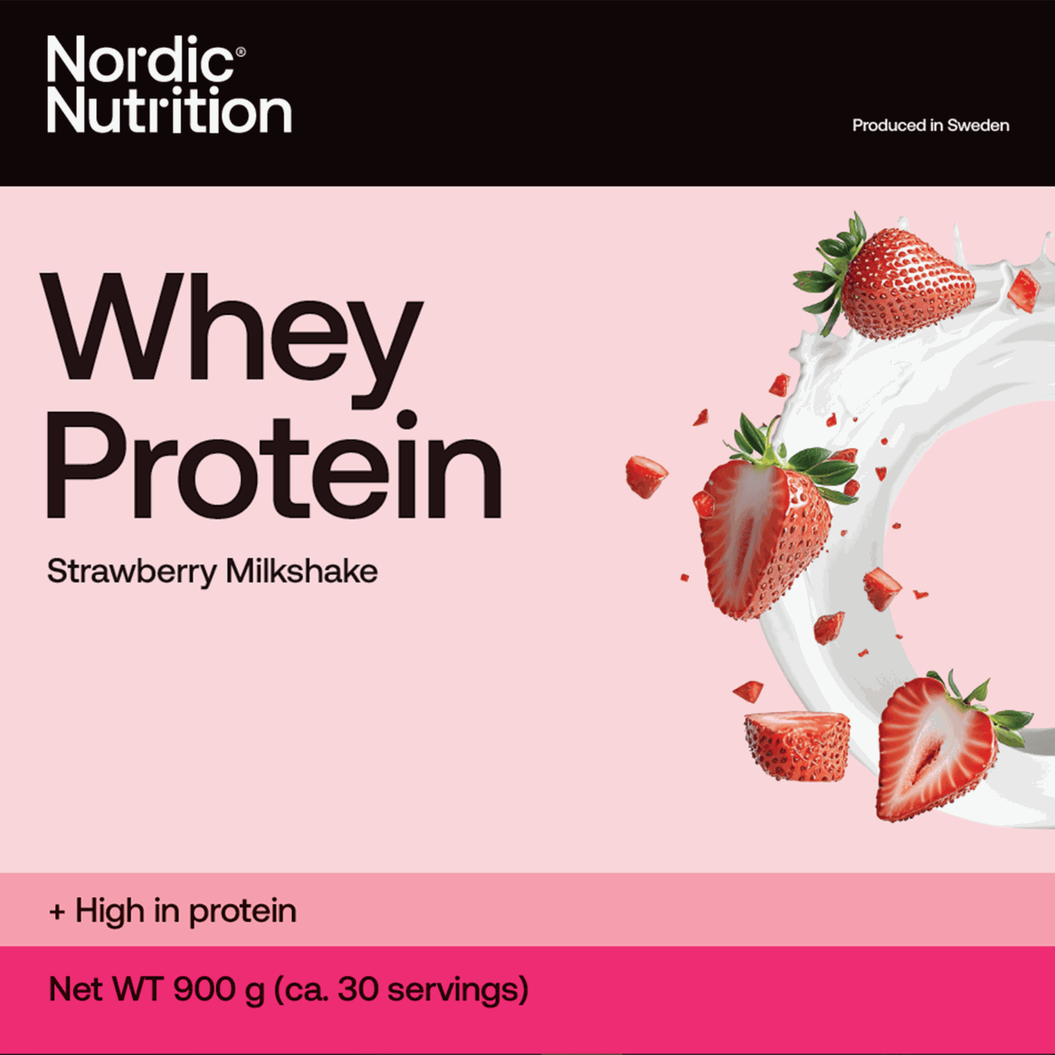Whey Protein - Strawberry 900 g, proteiinijauhe - full image 1