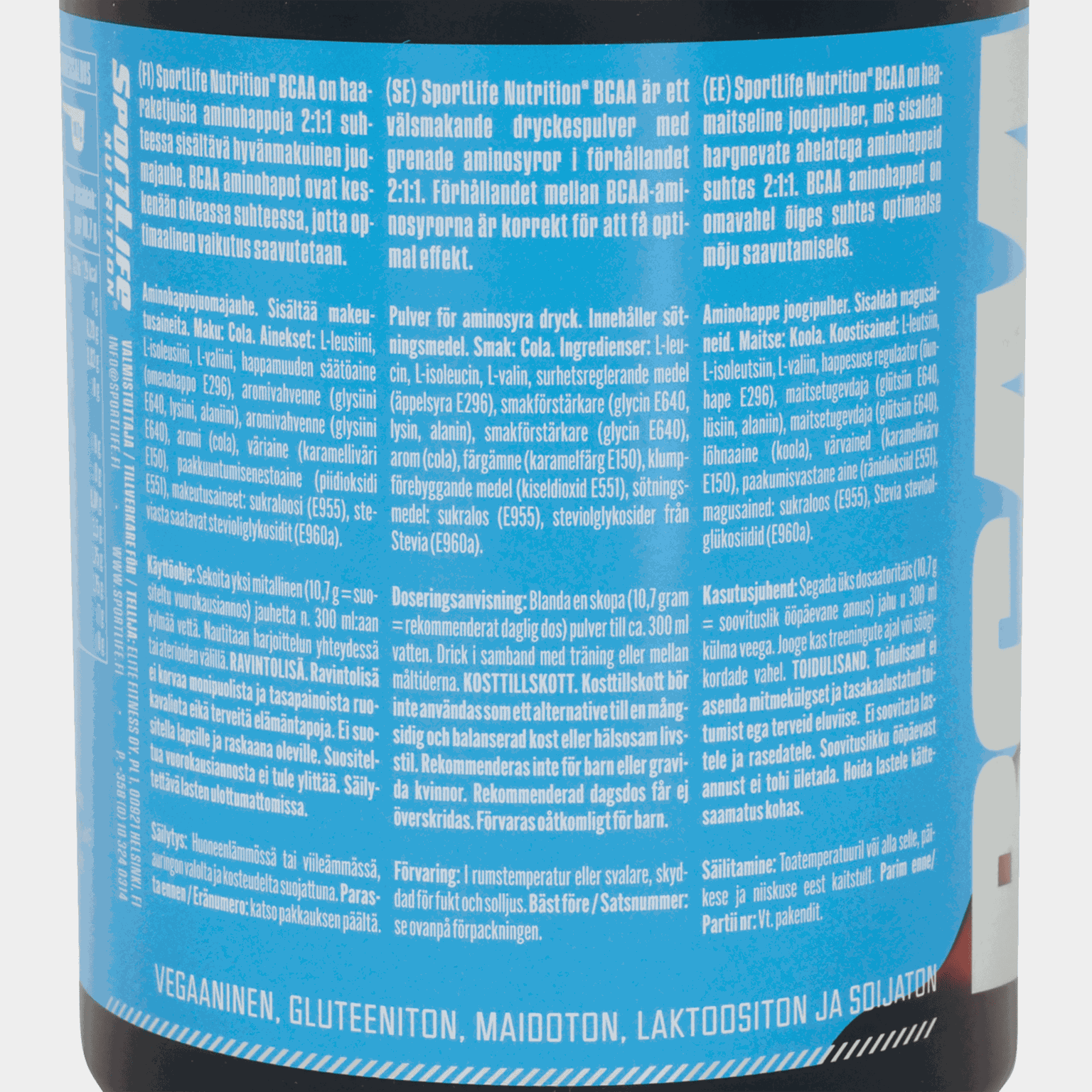 SportLife BCAA Transport 300g, cola, aminohappovalmiste - full image 4