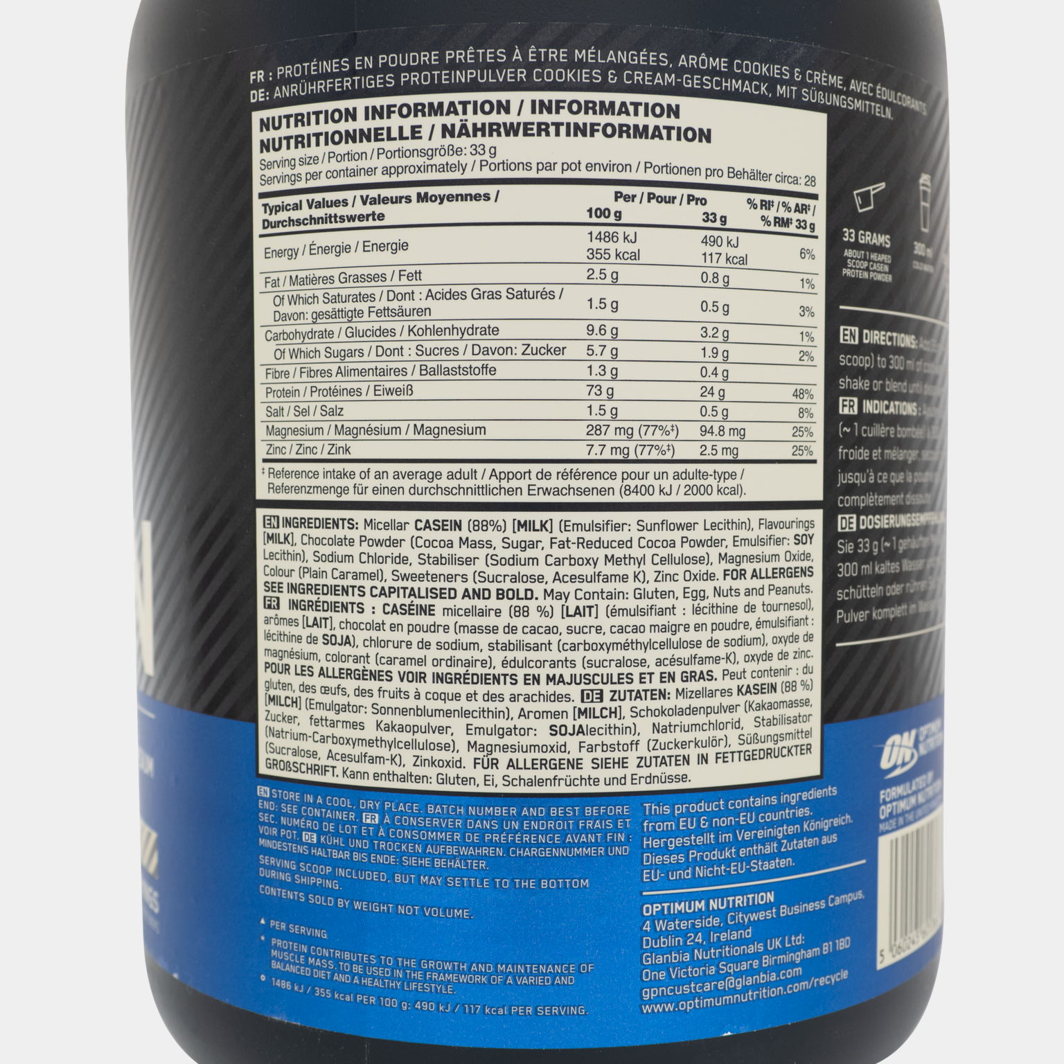 100 % Casein Gold Standard 908 g, proteiinijauhe - full image 2