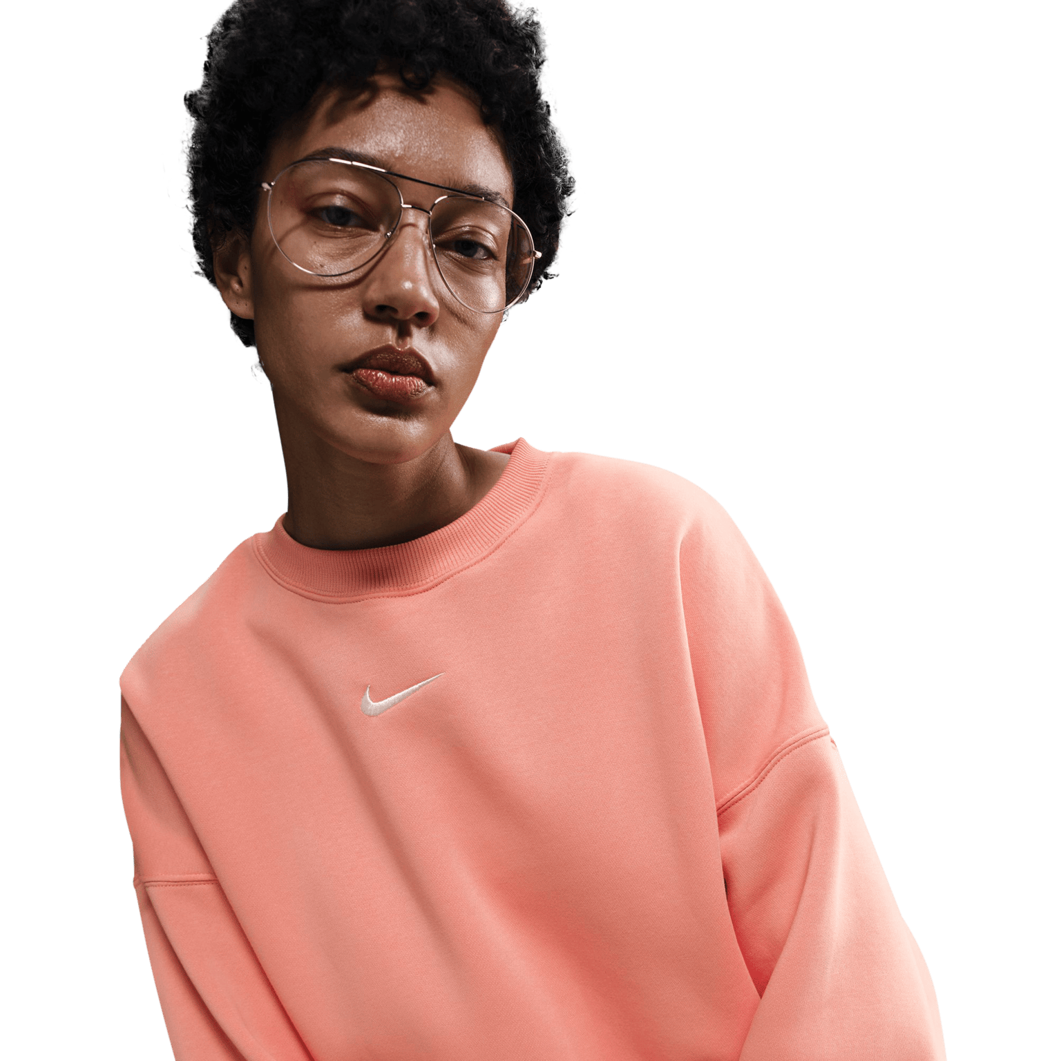 Флисовая женская рубашка большого размера Nike Phoenix с круглым вырезом