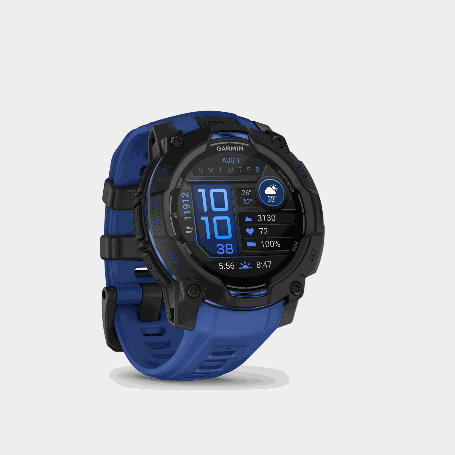 Instinct 3 LTD, 45mm, AMOLED, Black w/ Blue Strap, multisport-kello, älykello - full image 3