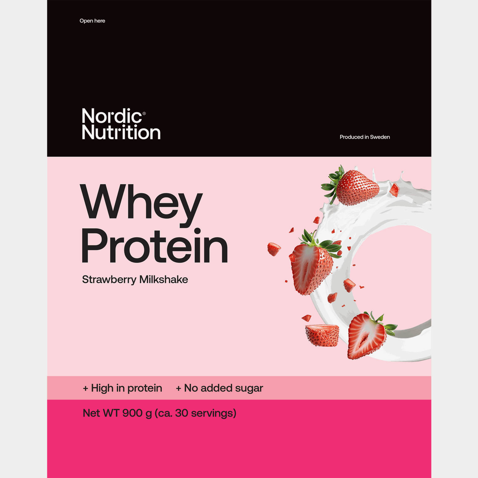 Whey Protein - Strawberry 900 g, proteiinijauhe - full image 2