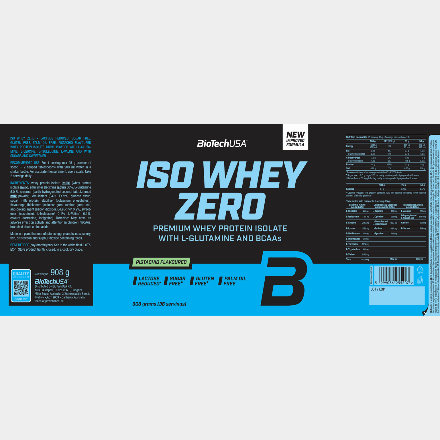 Iso Whey Zero 908g Pistachio, proteiinijauhe - full image 2