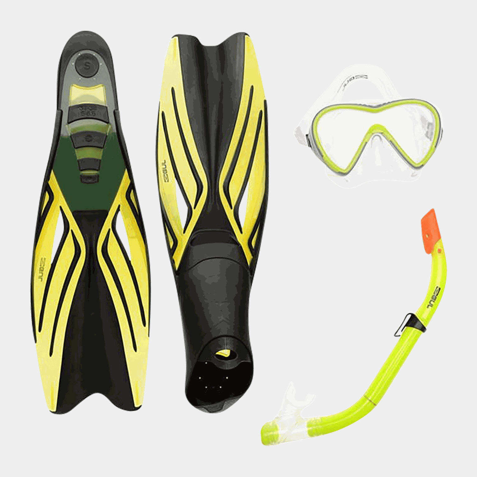 Mask & Sorkel & Fin Set, nuorten snorkkelisetti - full image 1