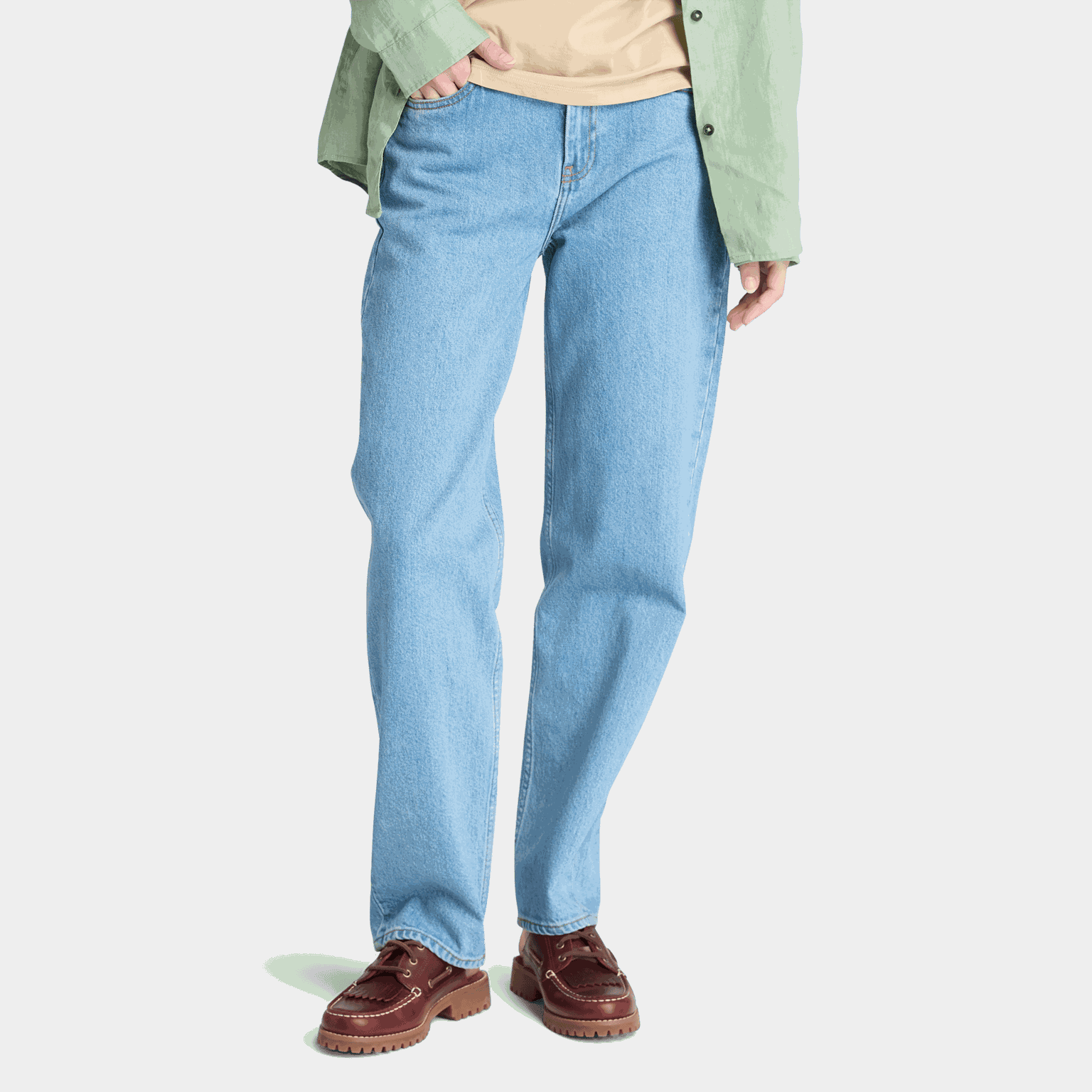 Denim Straight Pants, naisten housut - full image 1