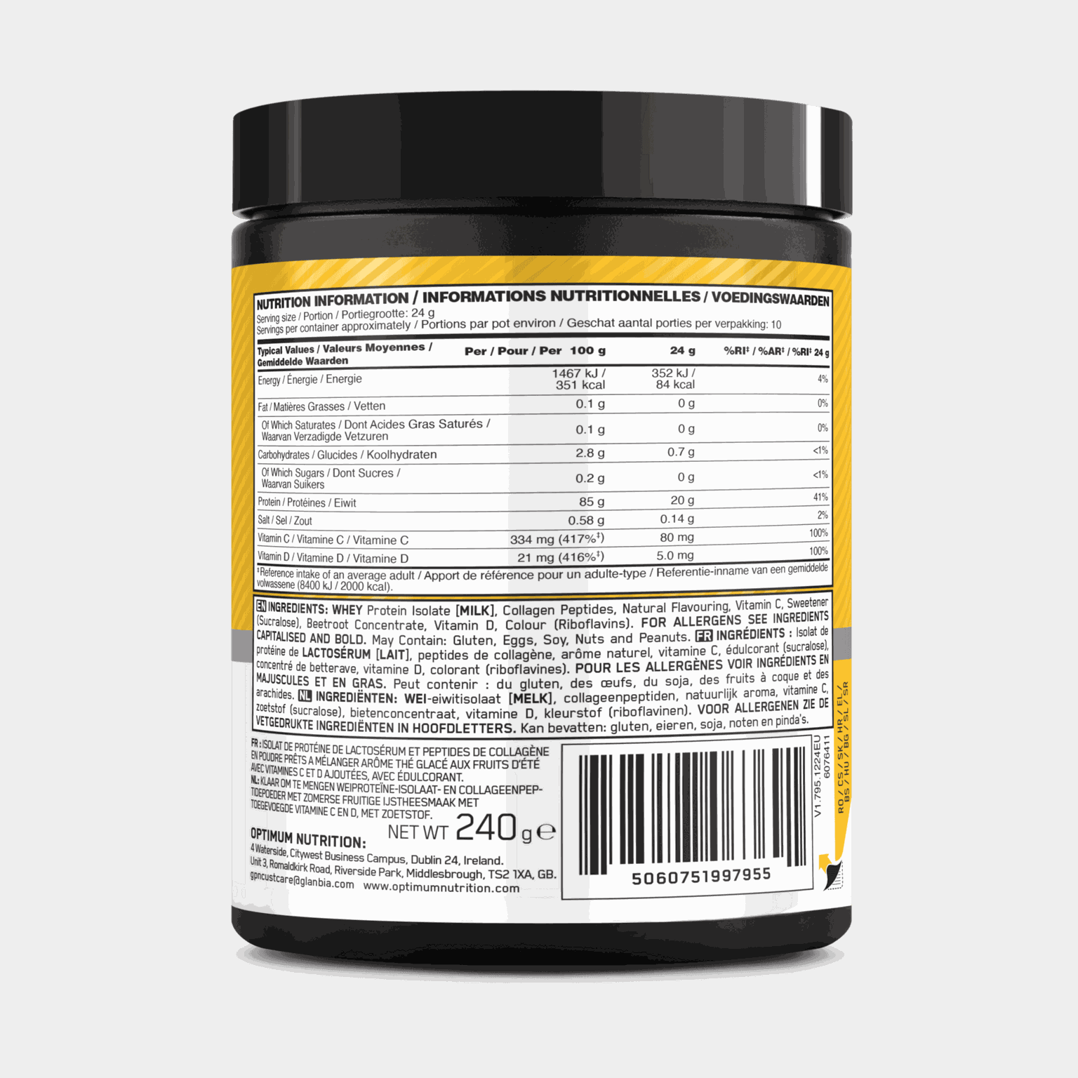 Clear Whey Collagen 280g Summer Fruit Ice tea, proteiinijauhe - full image 2