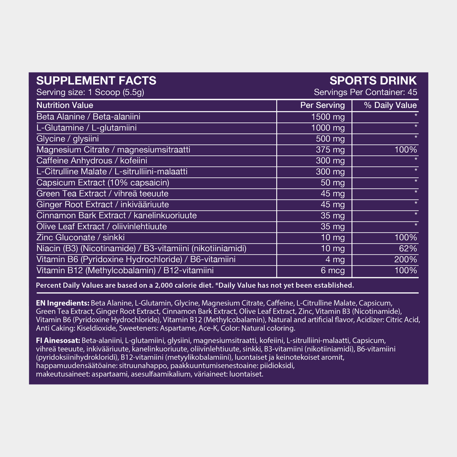 Purple Burn Pwo (Purple Punch (250g), pre-workout-jauhe - full image 3