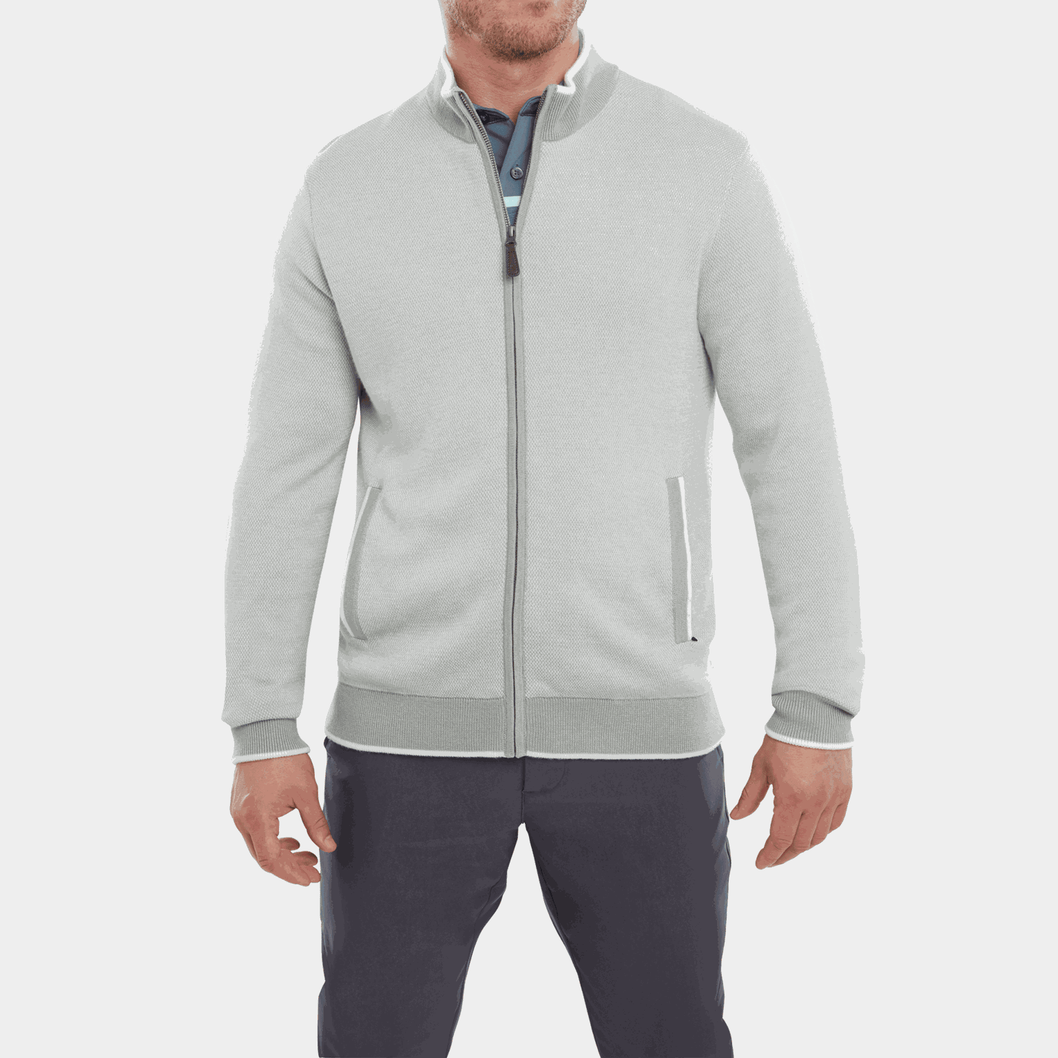 Wool Blend Full-Zip Lined Pullover99, miesten golftakki - full image 1