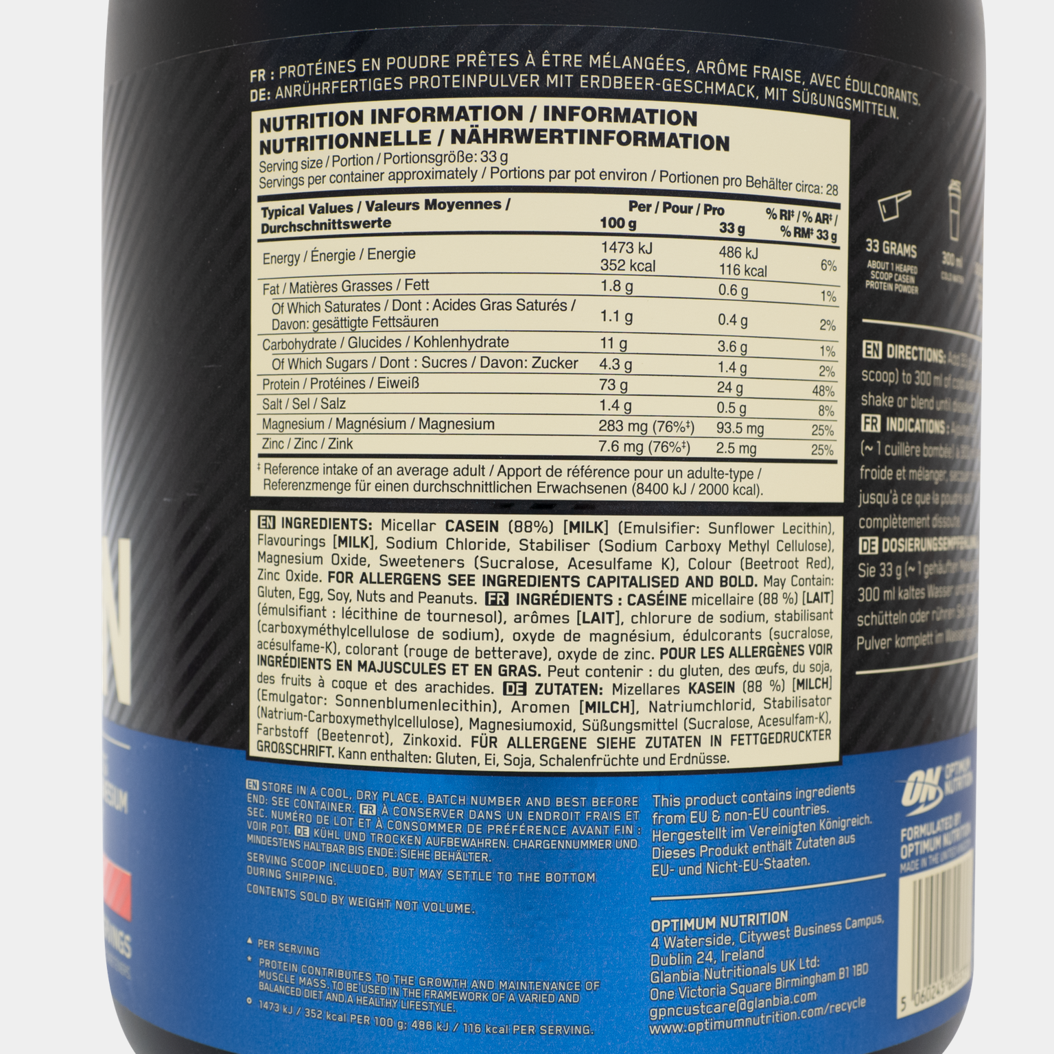 100 % Casein Gold Standard 908 g, proteiinijauhe - full image 2