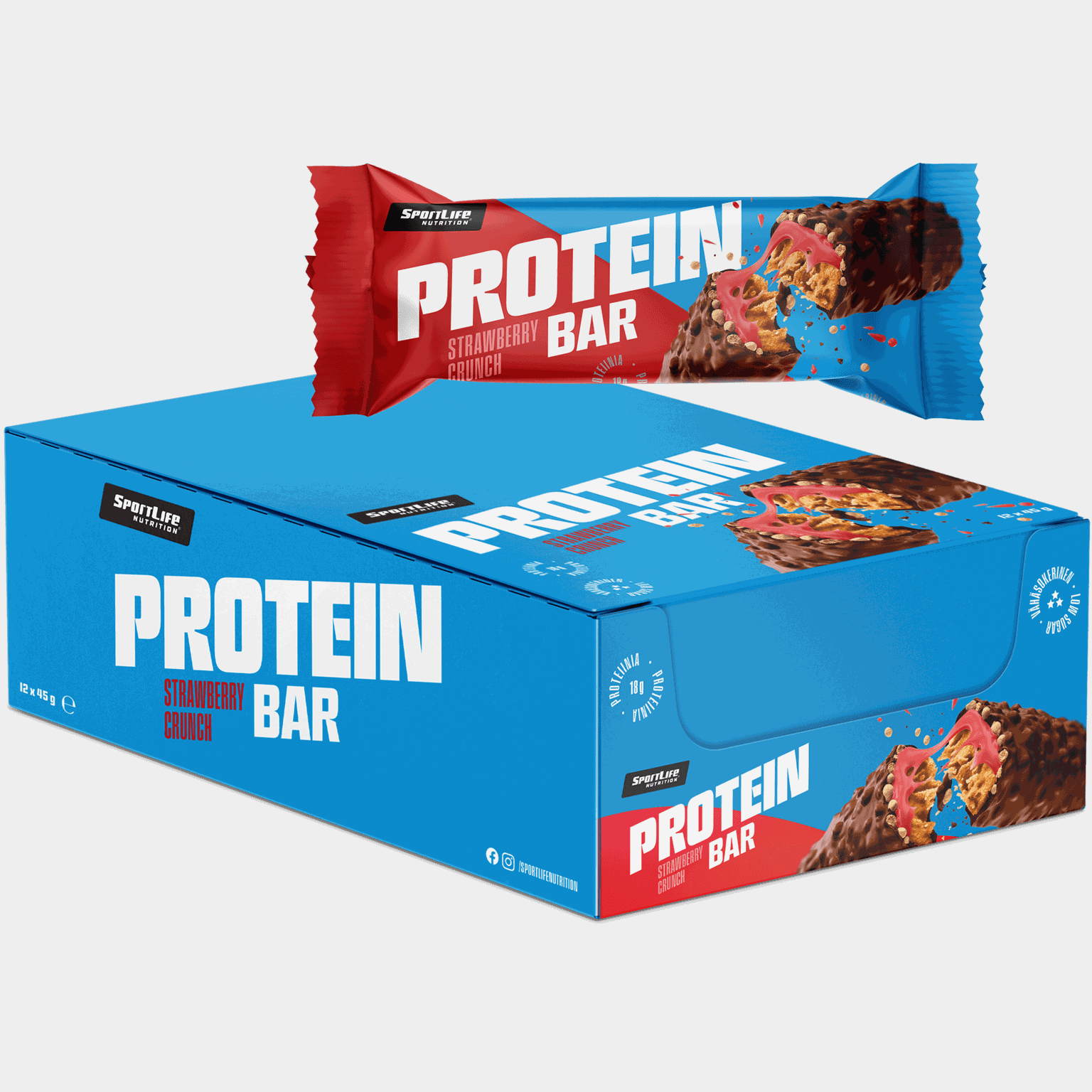 Protein Bar 45G, Strawberry Crunch x 12, proteiinipatukka - full image 1
