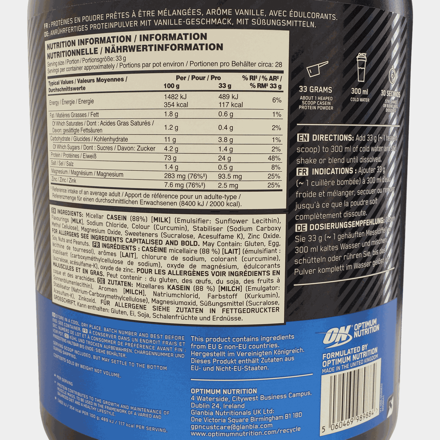 ON 100% Gold Standard Casein Creamy Vanilla, proteiinijauhe - full image 4