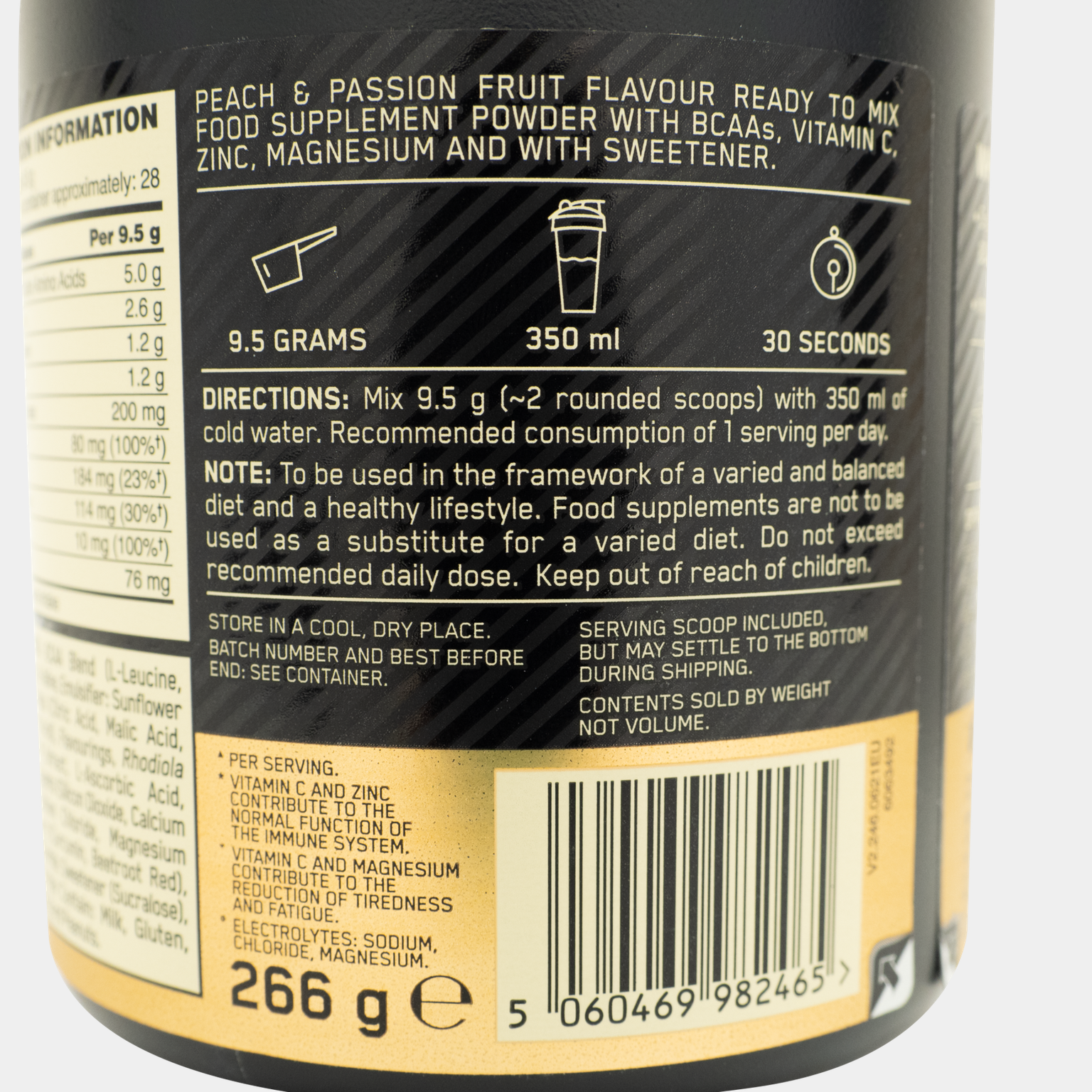 Gold Standard BCAA Train & Sustain 266g, Ravintolisä - full image 2