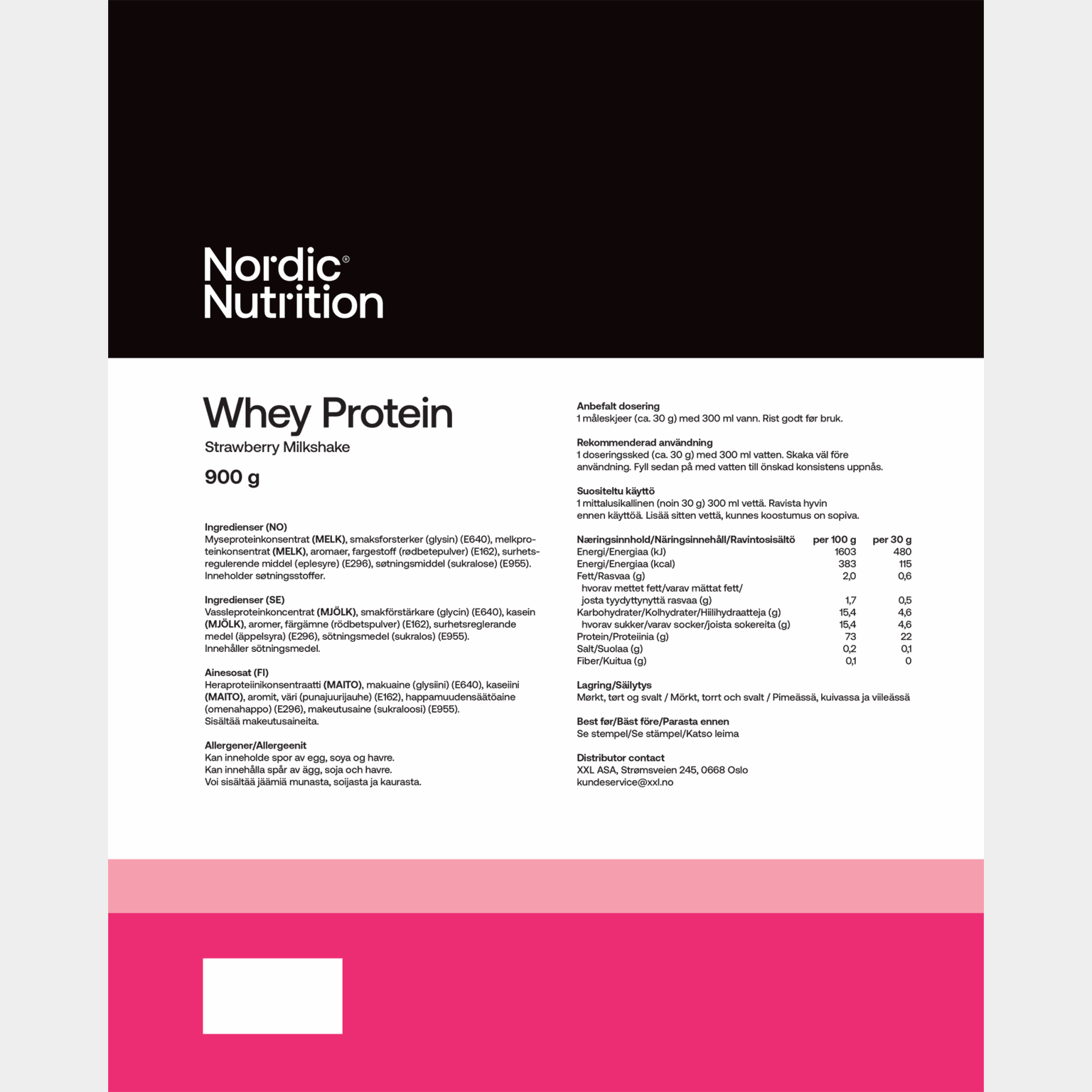 Whey Protein - Strawberry 900 g, proteiinijauhe - full image 3