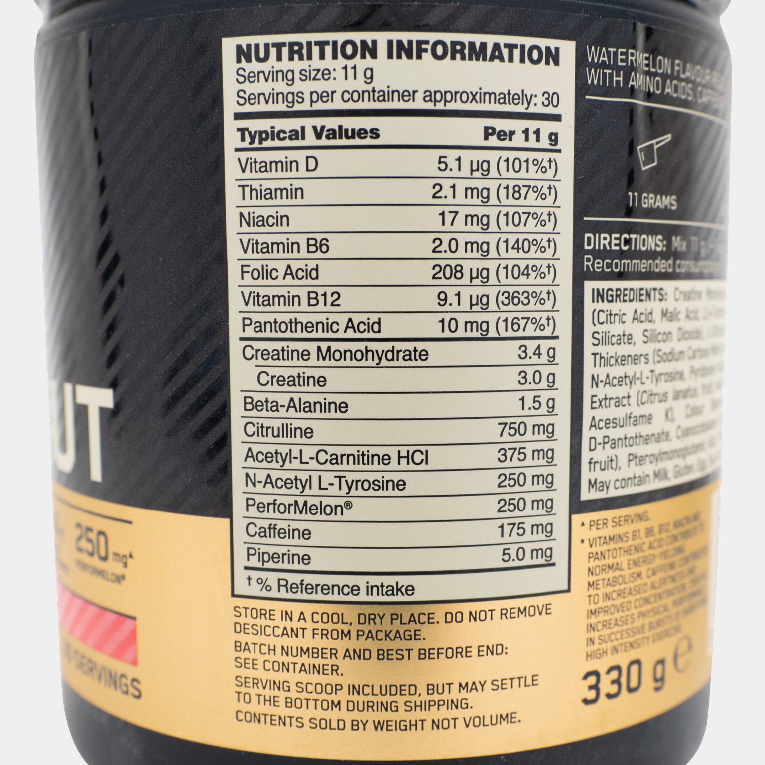 Gold Standard Pre Workout 330 g, latausjuoma - full image 2