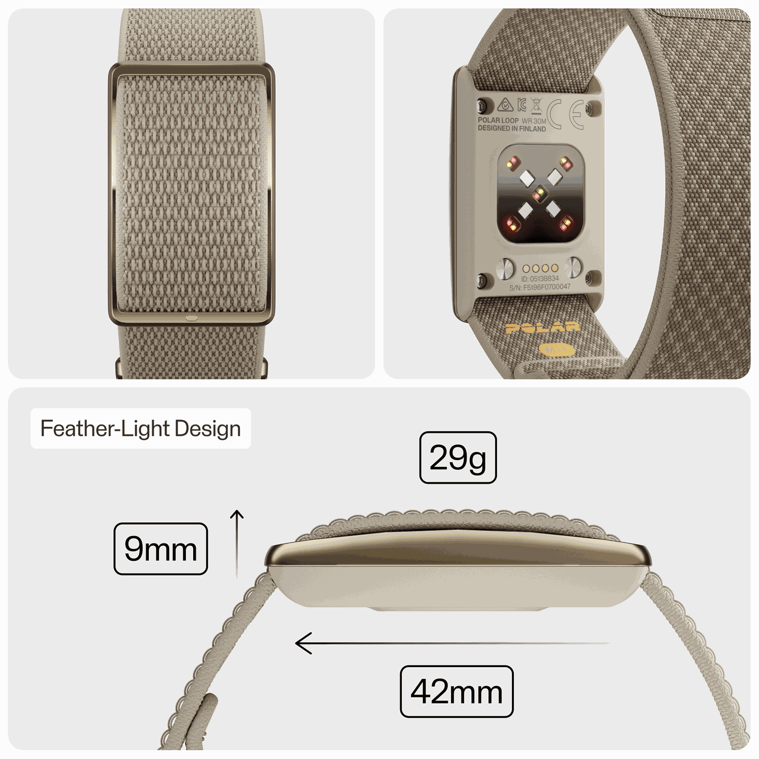 LOOP GLD/SAND S-L, Loop Activity Tracker S-L, aktiivisuusranneke, terveysranneke, unisex - full image 3