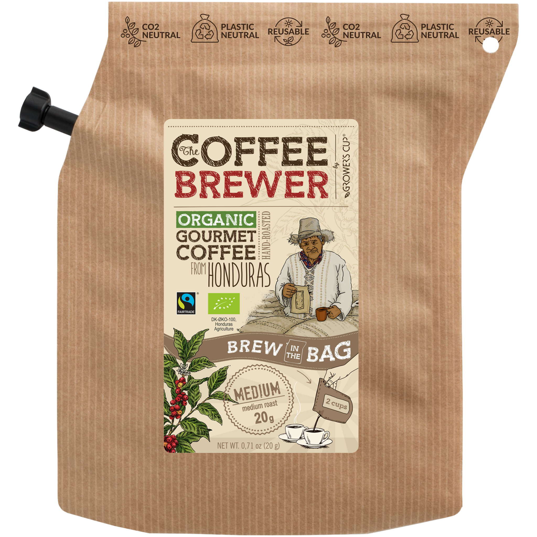 Кофе The Brew Company Honduras, 2 чашки, средней обжарки, кофейный пакетик