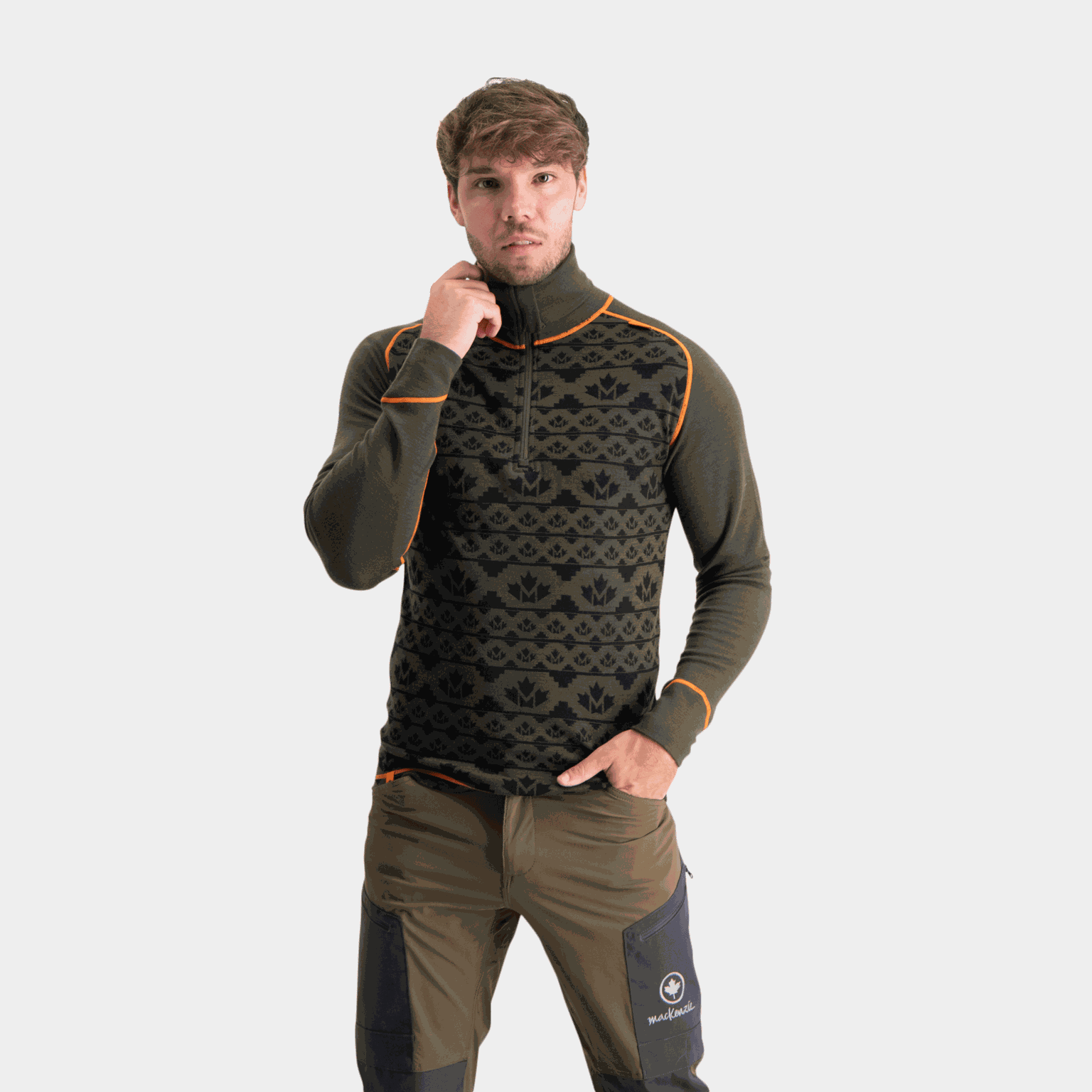 Yukon 2-layer Woll Polo Zip, villainen kerrastopaita - full image 1