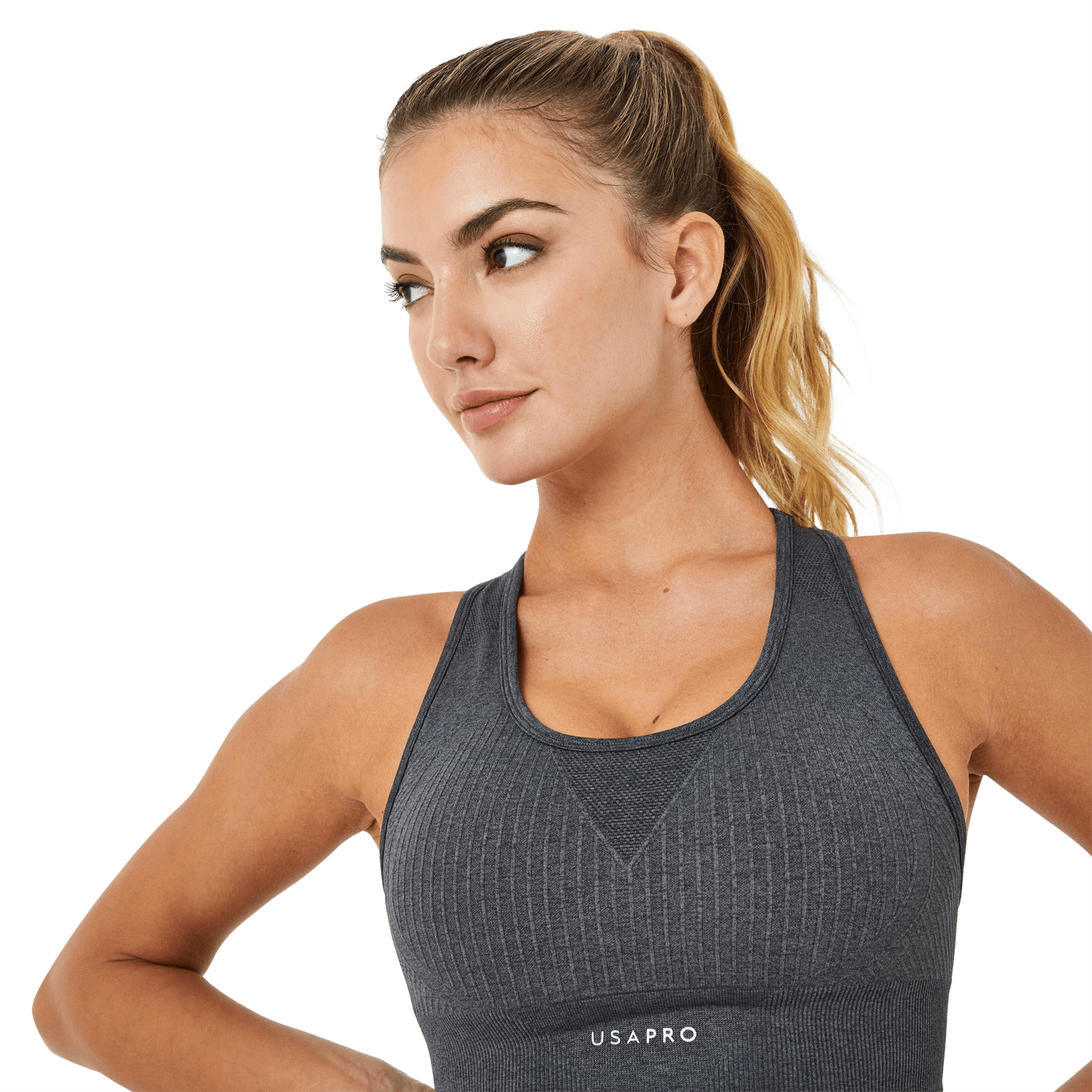 USA Pro Seamless Crop Bra, женский спортивный бюстгальтер