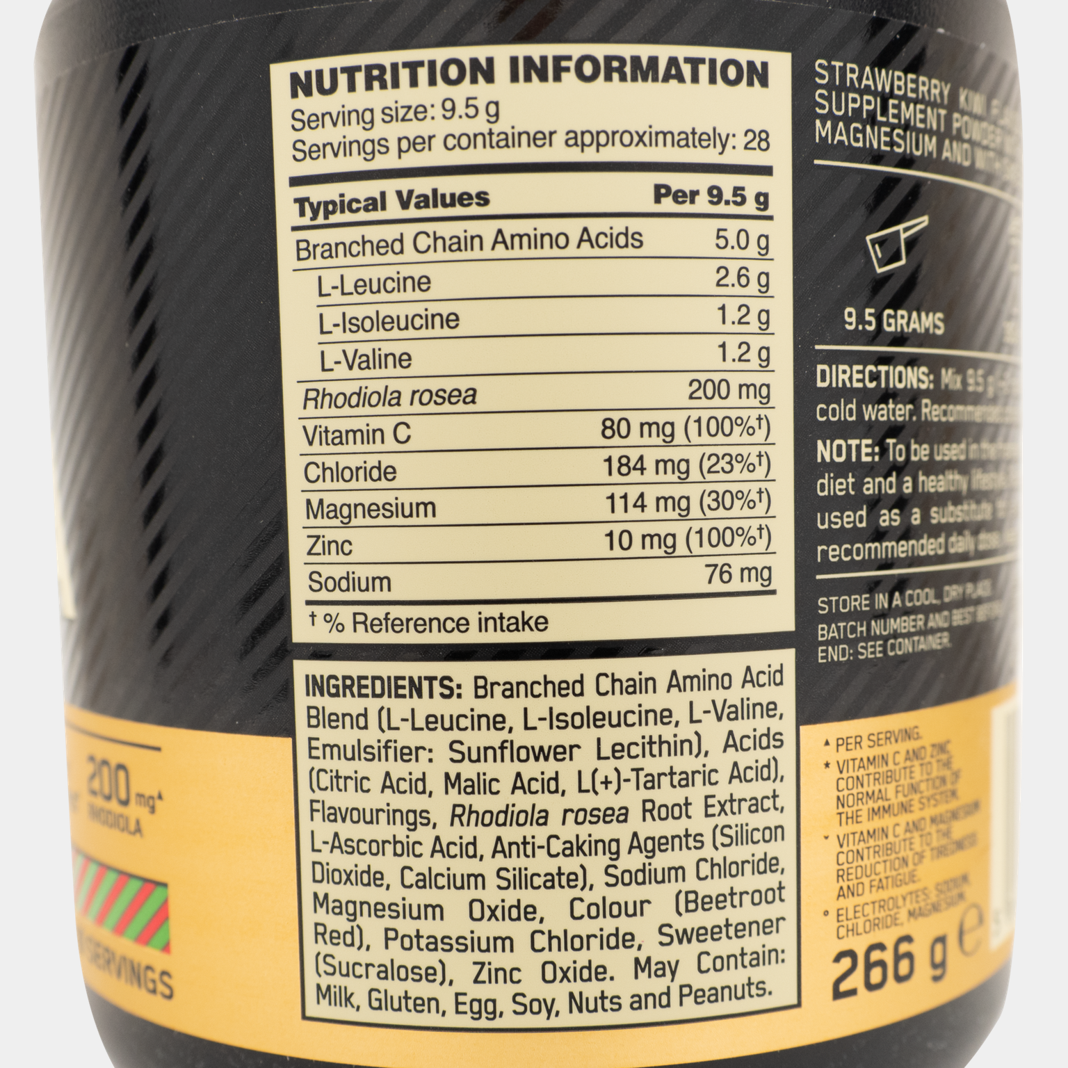Gold Standard BCAA Train & Sustain 266g, Ravintolisä - full image 2