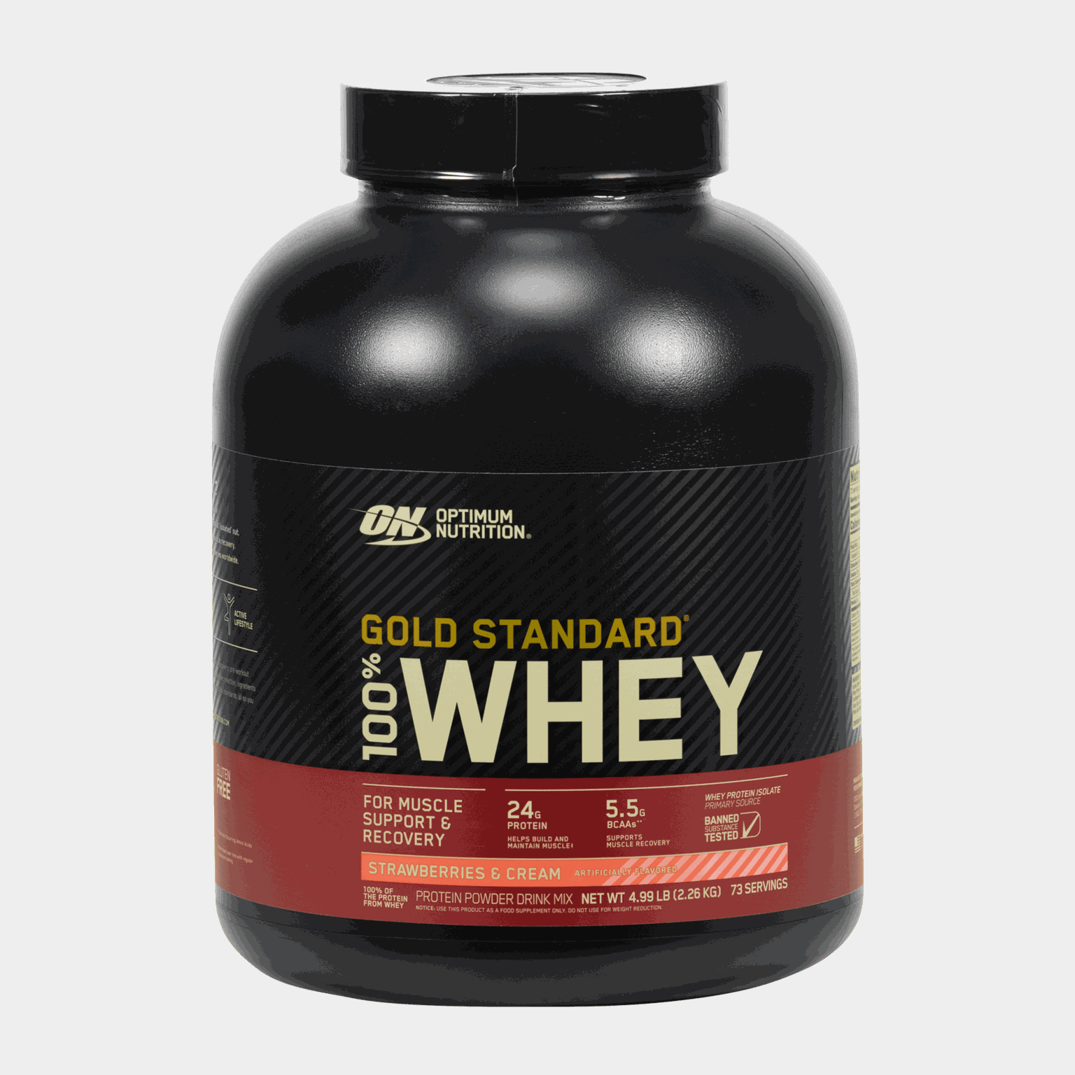 100 % Whey Gold Standard 2 270 g, Strawberry & Cream, proteiinijauhe - full image 1