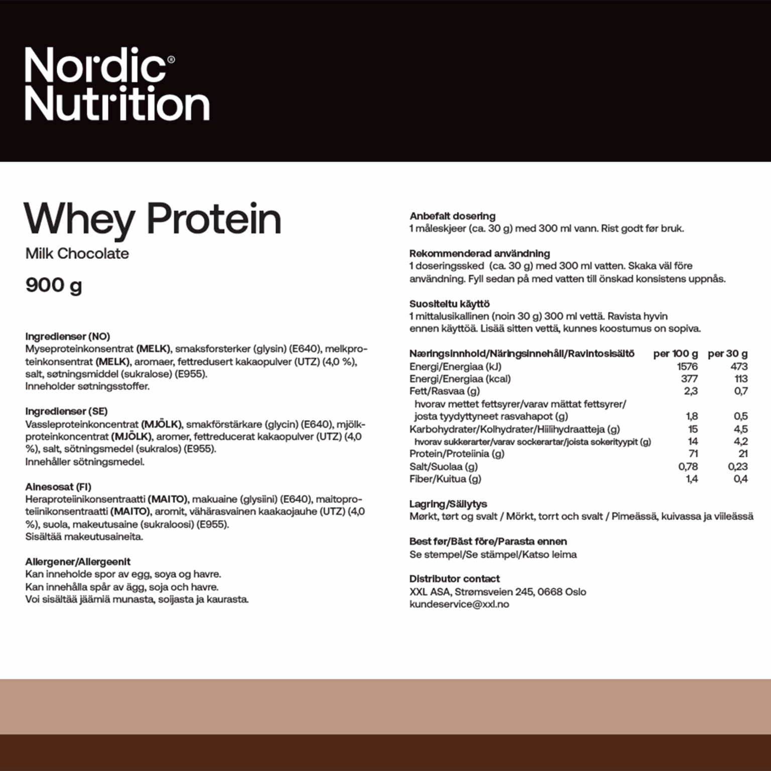 Whey Protein - Chocolate 900 g, proteiinijauhe - full image 3