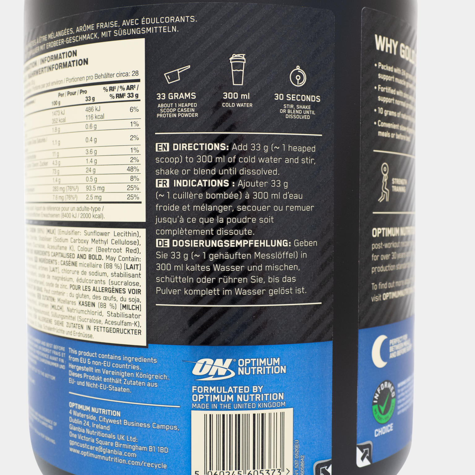 100 % Casein Gold Standard 908 g, proteiinijauhe - full image 3