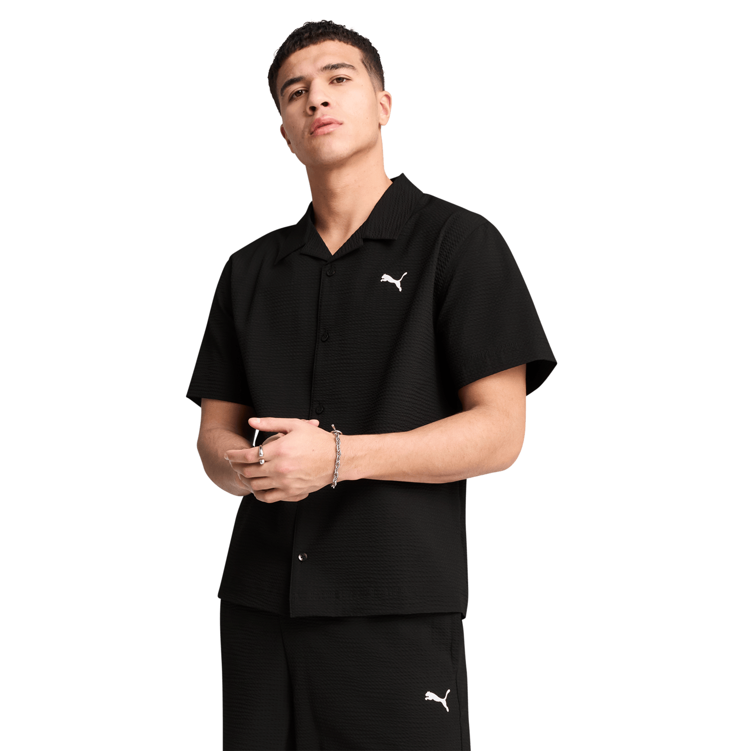 Puma WARDROBE ESS Seersucker Relaxed Shirt WV, мужская рубашка с коротким рукавом