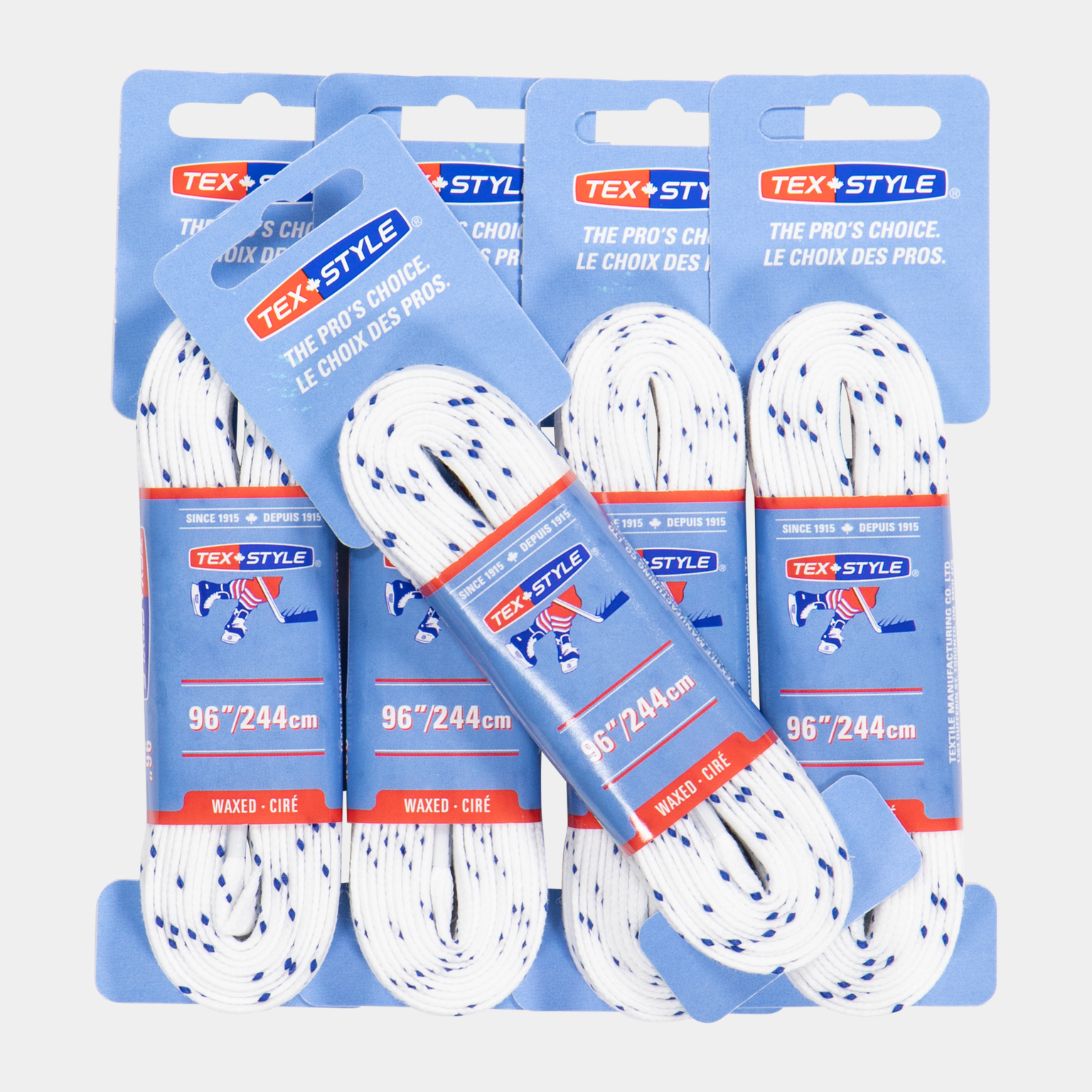 36pack Texstyle waxed Laces 244cm white 24/25, vahatut luistinnauhat - full image 2