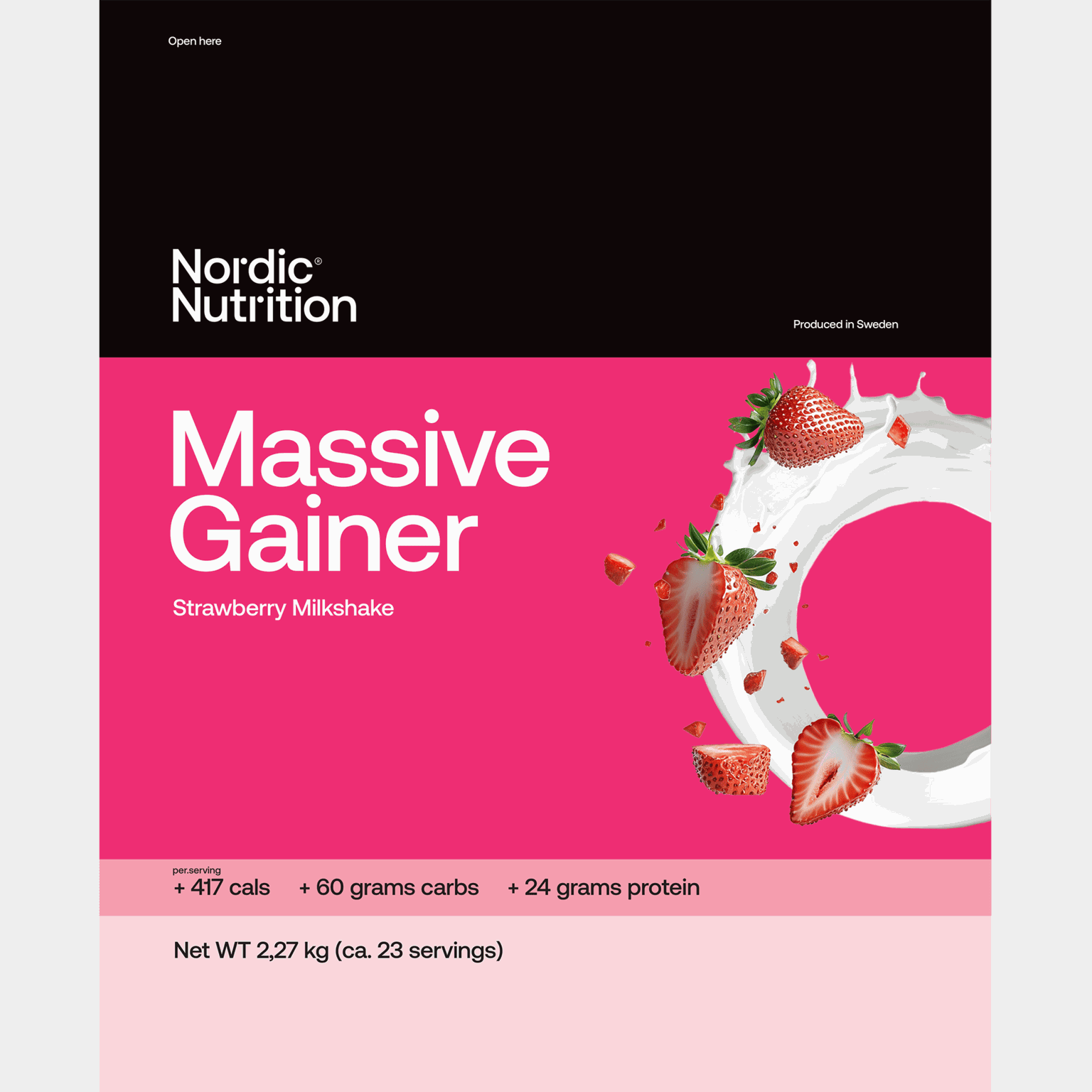 Massive Gainer - Strawberry 2270 g, proteiinijauhe - full image 1